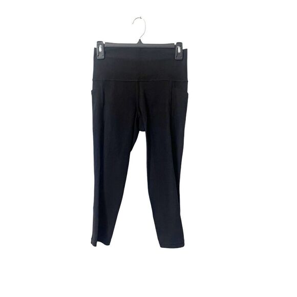 Athleta Black Salutation Stash Pocket in Powervida Crop Leggings Small - Picture 1 of 5